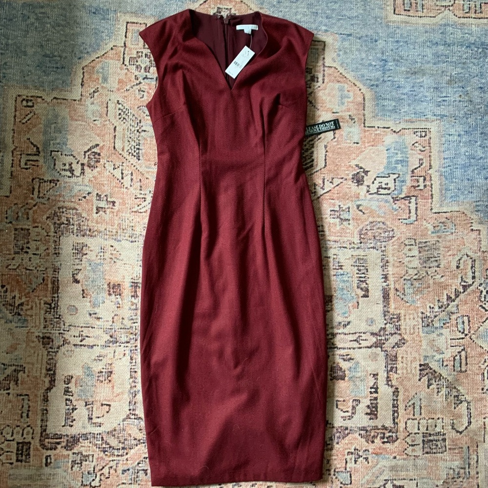 New York & Co oxblood red fitted lined midi dress large